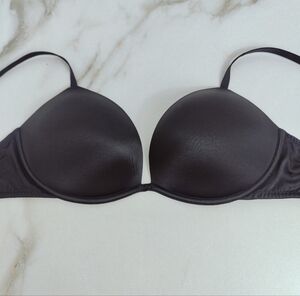 Unbranded Black Satin Push Up Wireless Wire Free Bra, Sz 32DDD